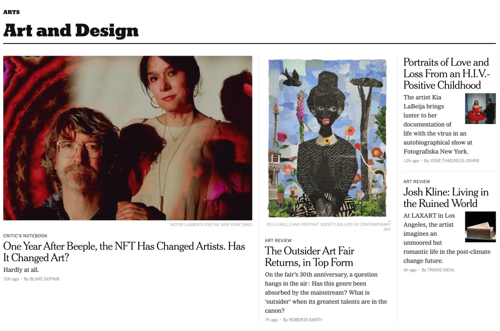 The New York Times ART&DESIGN website
