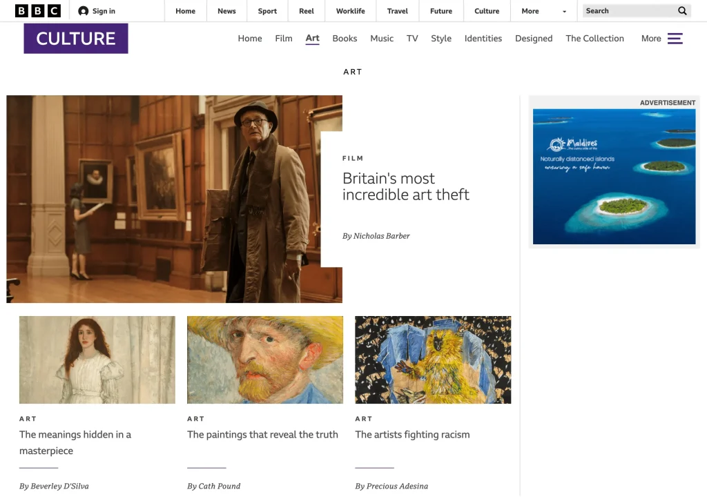 勉強に役立つ美術サイト BBC culture website